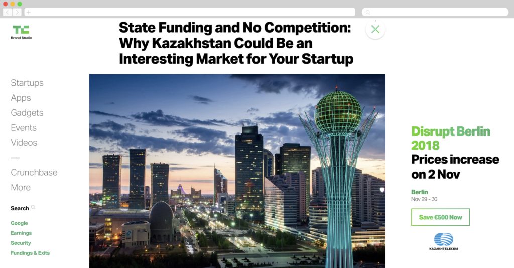 Kazakhtelecom on Techcrunch 